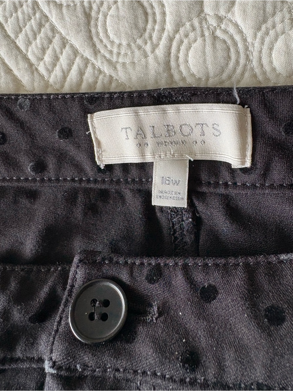 Talbots Black Textured Polka Dot Trousers